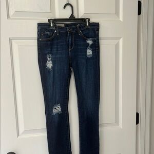 Blue Skinny Jeans with Distressing